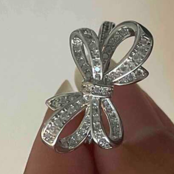 Luxe Gold Tone Cubic Zirconia Bow Ring - Picture 8 of 8